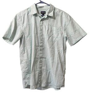 Patagonia Fezzman‎ Shirt Men Size Medium Organic Cotton Short Sleeve Button Down